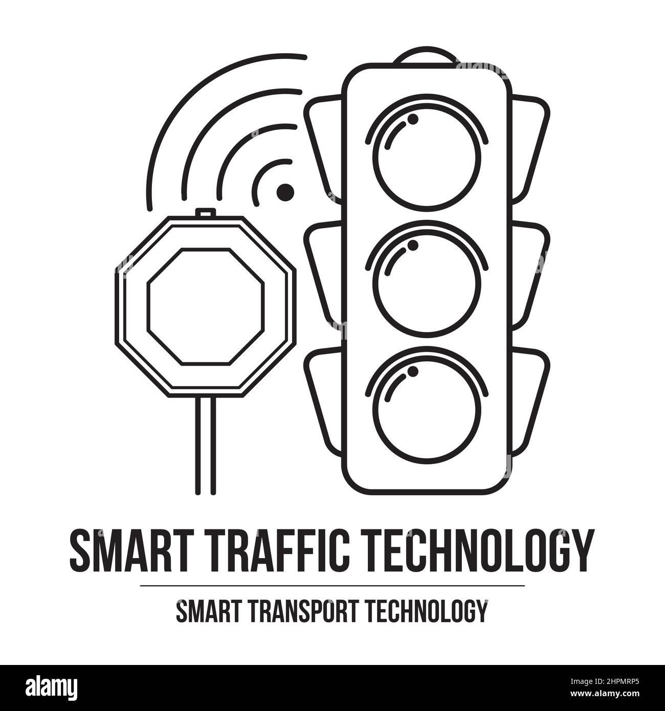 Smart traffic control. Smart Traffic Light icon, smart road reflecting the intelligence in taking the road. Stock Vector
