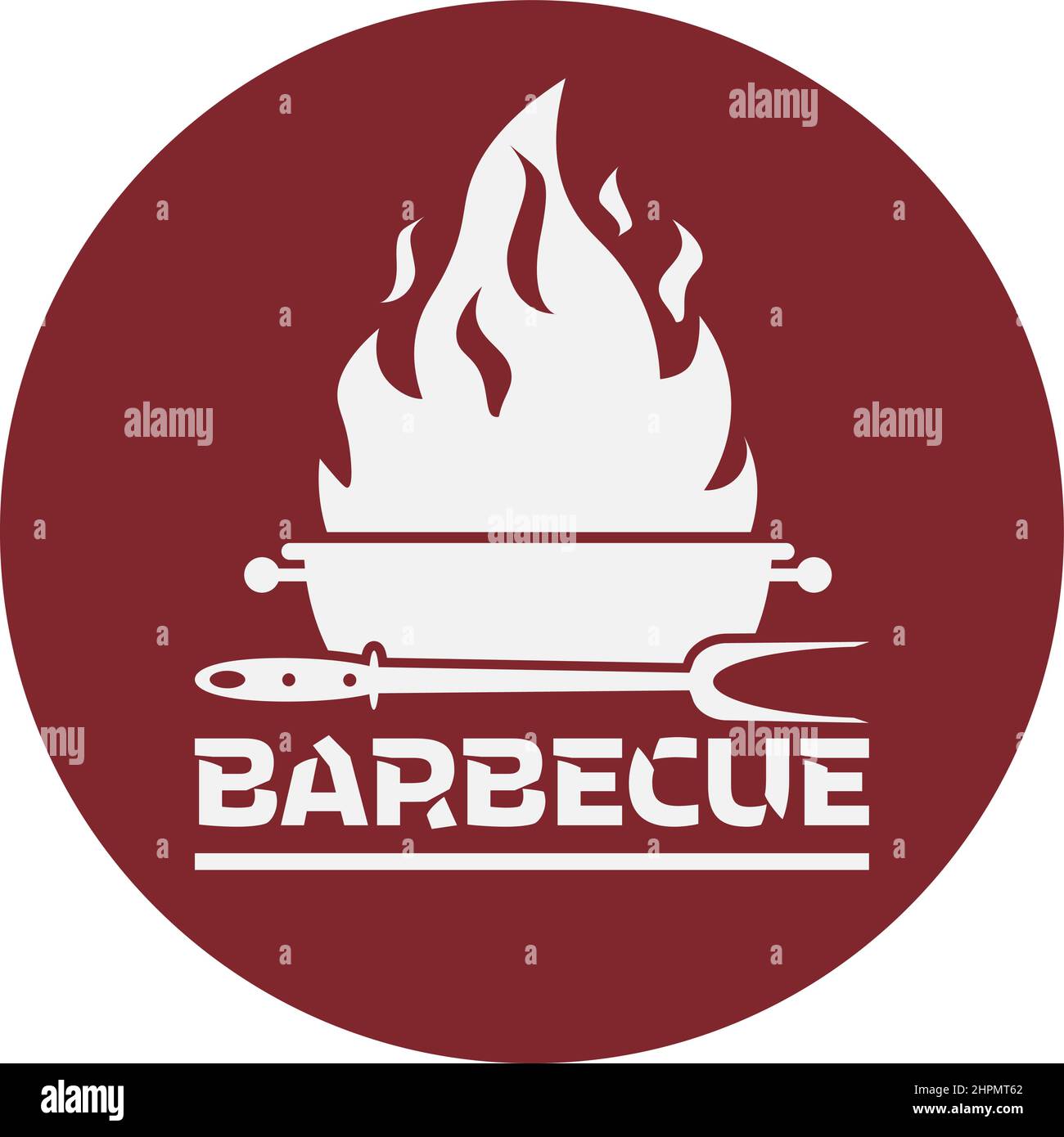 barbecue grill symbol, grill with flames, vector illustration Stock Vector