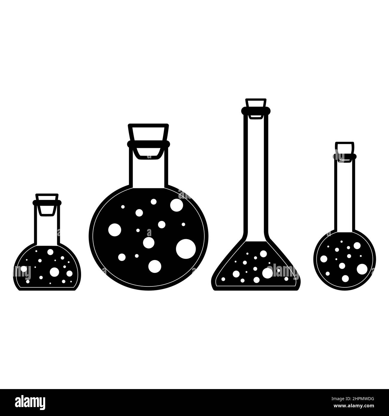 Chemical test tubes vector icons set of four different types of flasks  minimalist flat illustrations. Experiment chemical flasks for science  isolated Stock Vector Image & Art - Alamy