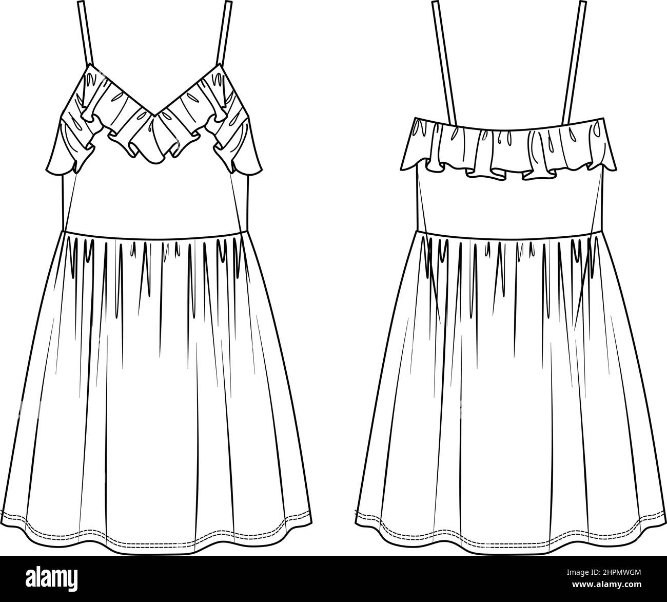 Fashion Illustration Vector. Women Dress . Summer Dress, Vector Sketch  Illustration Stock Illustration - Illustration of fashion, clothes:  185185133
