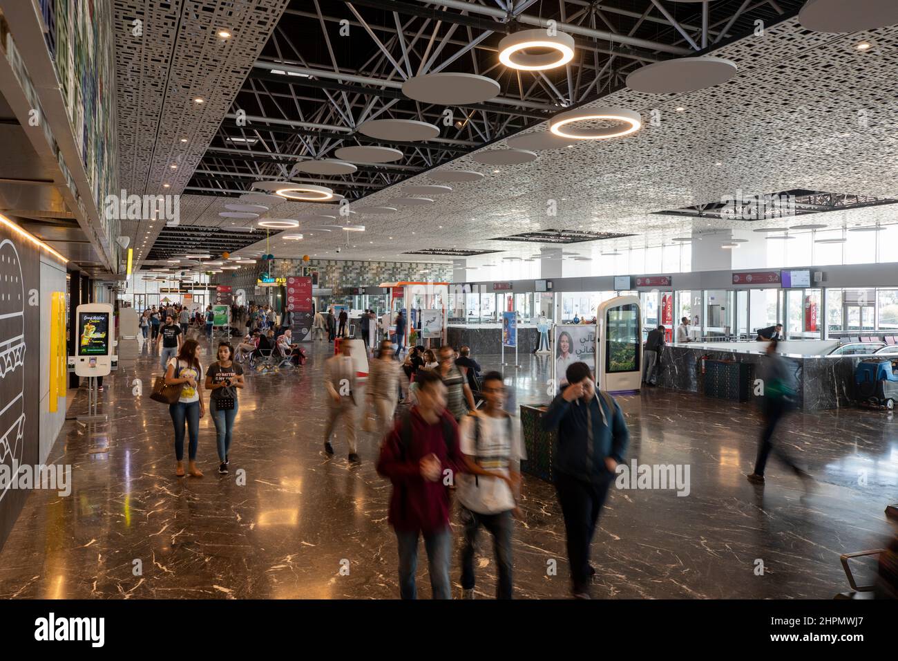 Interior passenger terminal at Casa Voyageurs train station in Casablanca, Morocco. Stock Photo