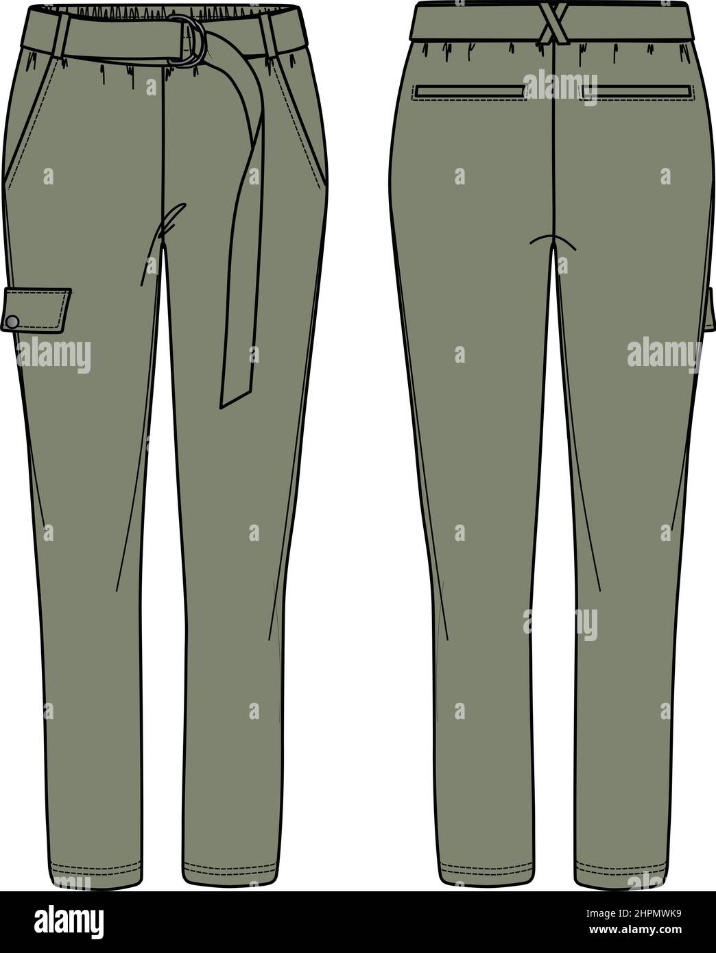 Vector jogger for woman technical drawing, woman pants with waistband ...
