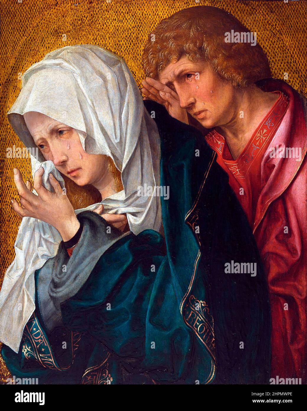 The Virgin and Saint John the Evangelist by the workshop of the Netherlandish artist, Jacob Corneliszoon van Oostsanen (before 1470-1533), oil on panel, c. 1520 Stock Photo