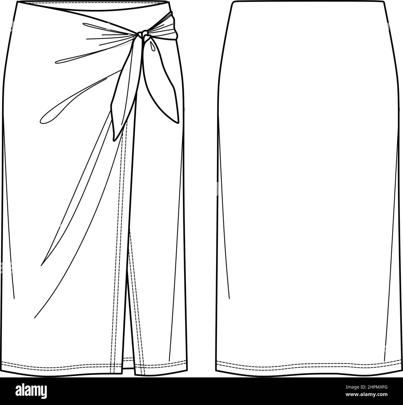 Vector midi skirt with bow detail fashion , woman jersey or woven