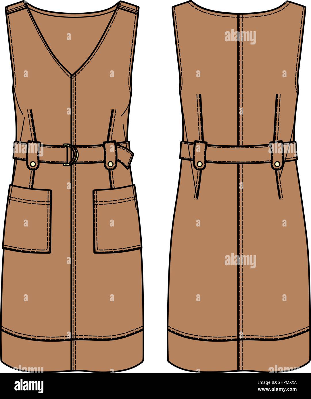 LONG V-NECK DRAWSTIRNG DRESS THE CREATOR main image 1