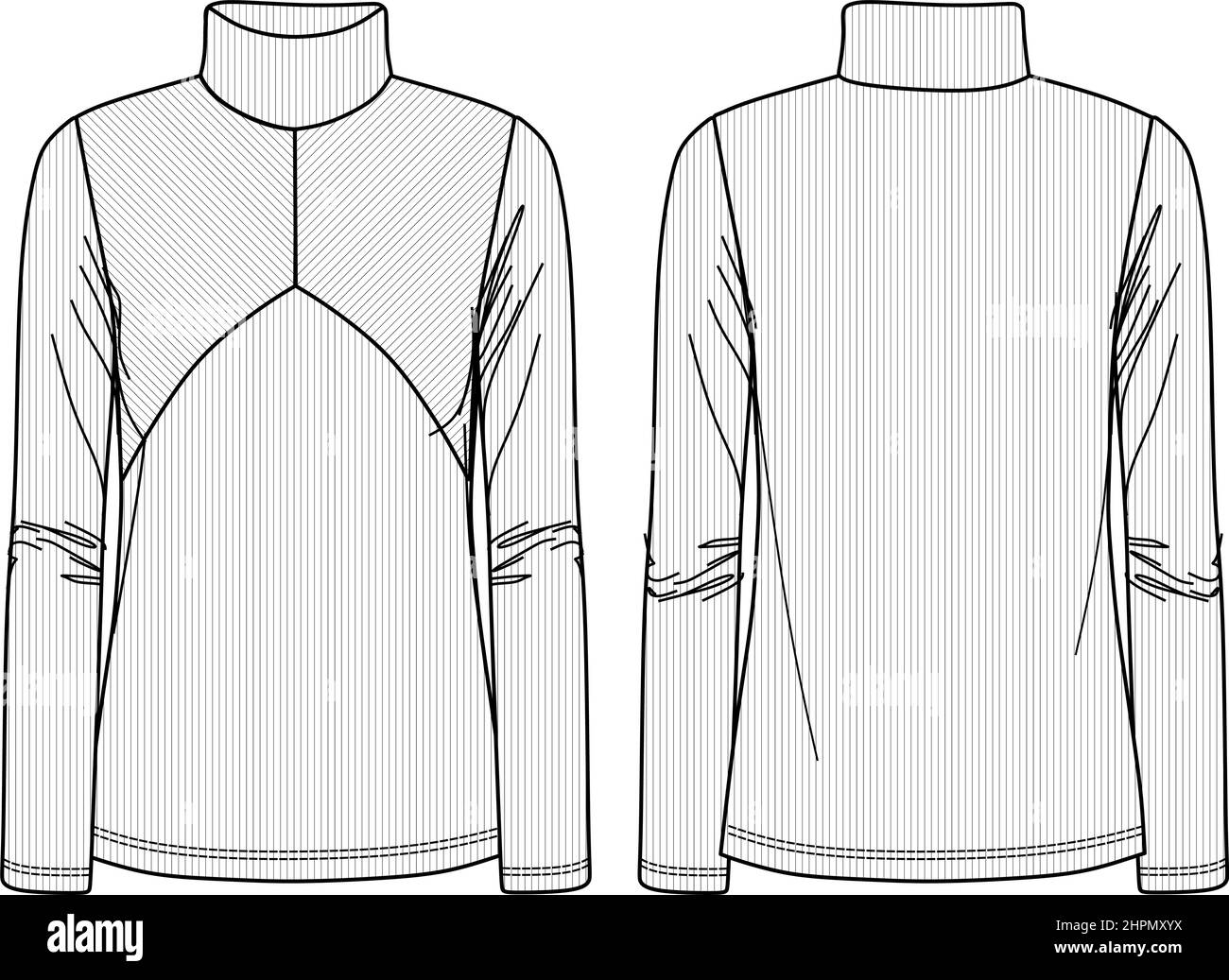 Turtleneck Sweatshirt Fashion Flat Sketch Template Stock Vector (Royalty  Free) 1647326893 | Shutterstock
