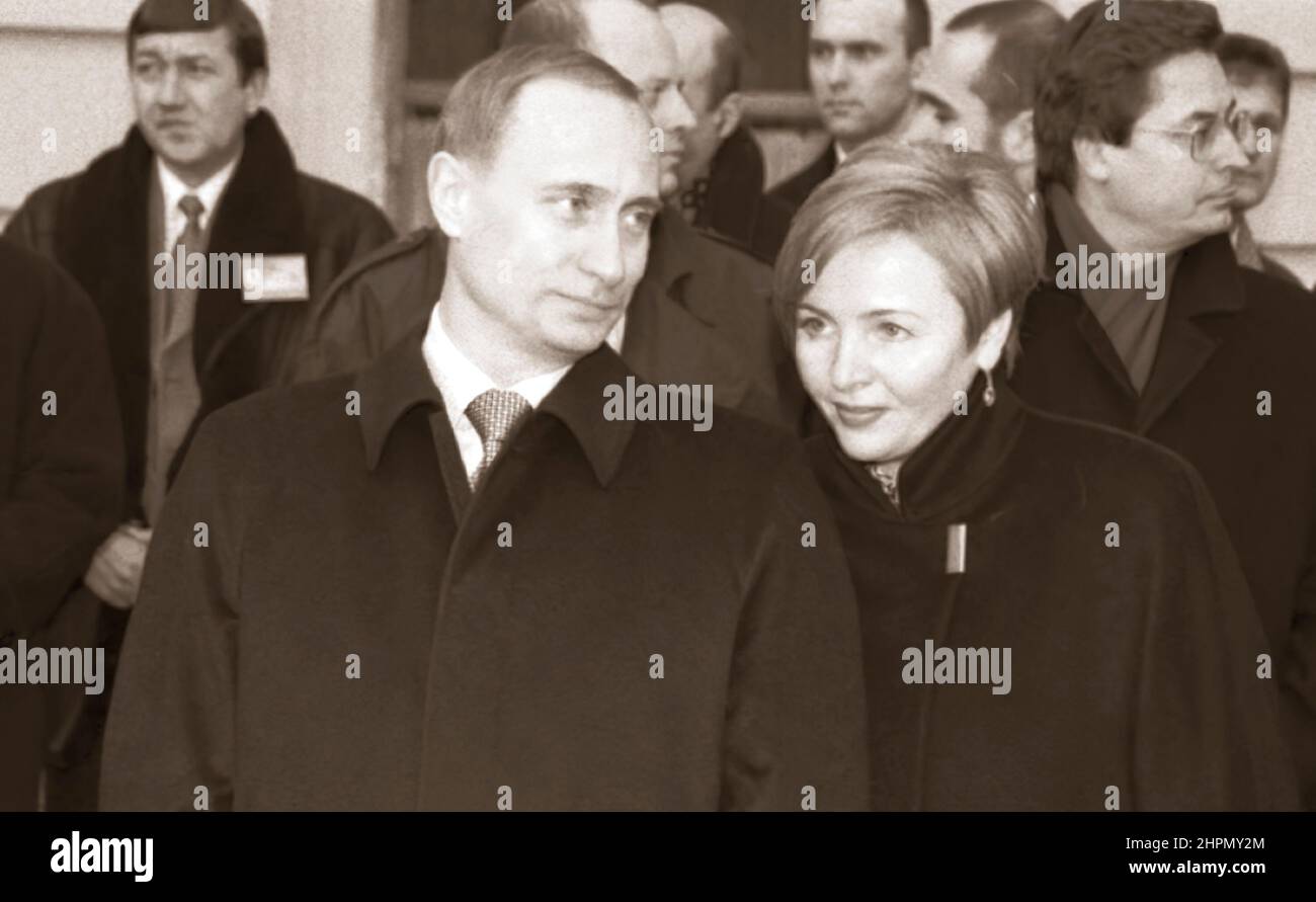 Russian President Vladimir Putin and wife at state event. Stock Photo