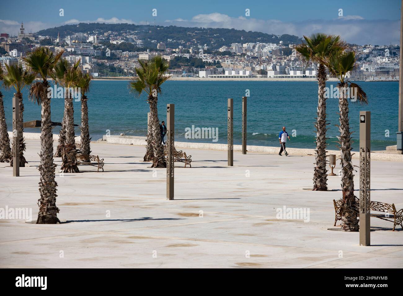Tangier, Morocco, boardwalk waterfront. Stock Photo