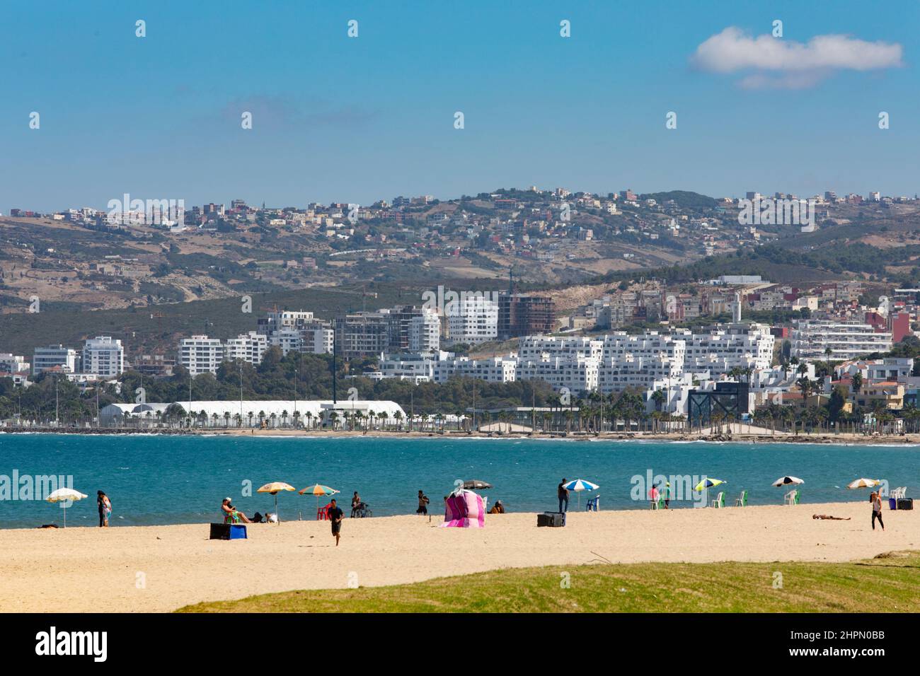 Tangier, Morocco, boardwalk beach. Stock Photo
