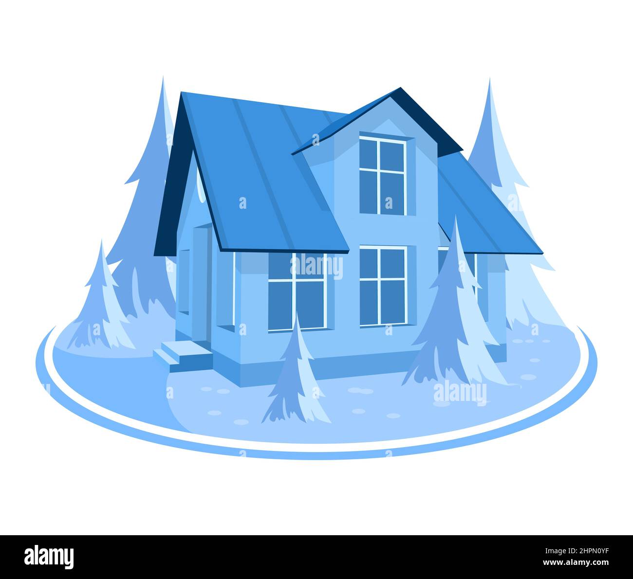 Winter landscape. 3D house surrounded by trees Stock Vector Image & Art ...