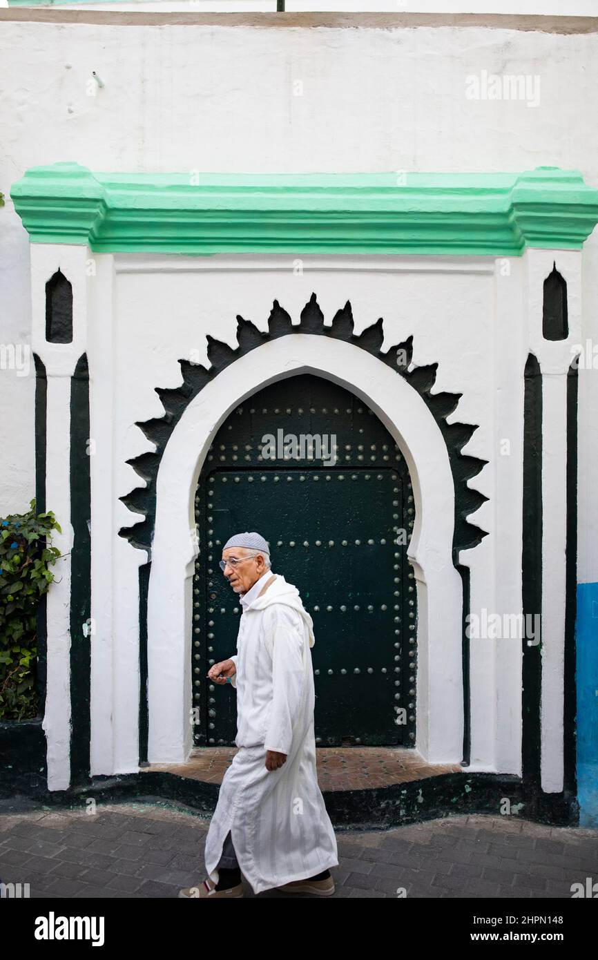 Doorway in the old medina in Tangier, Morocco. Stock Photo