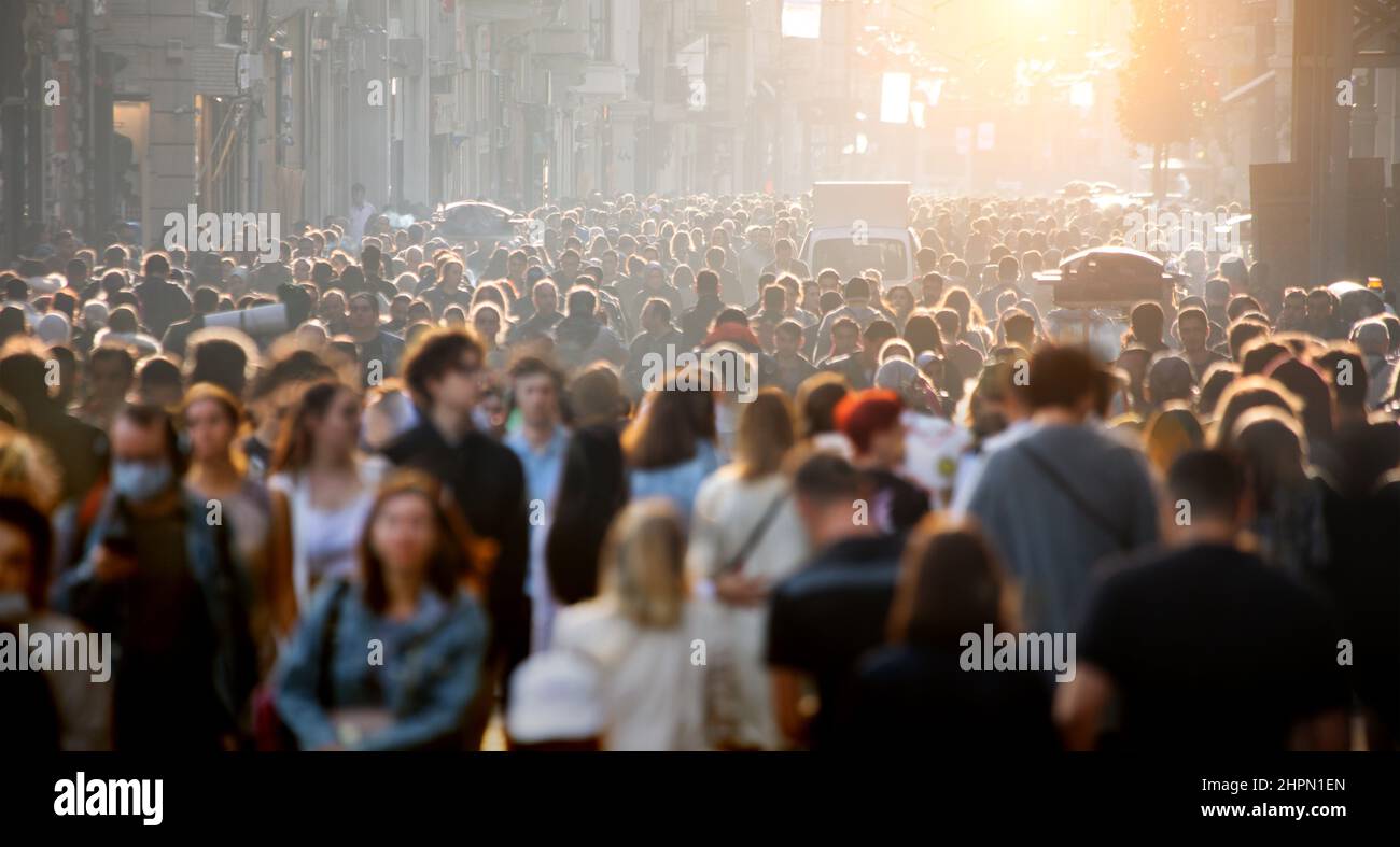 Blurred crowd of unrecognizable at the street Stock Photo