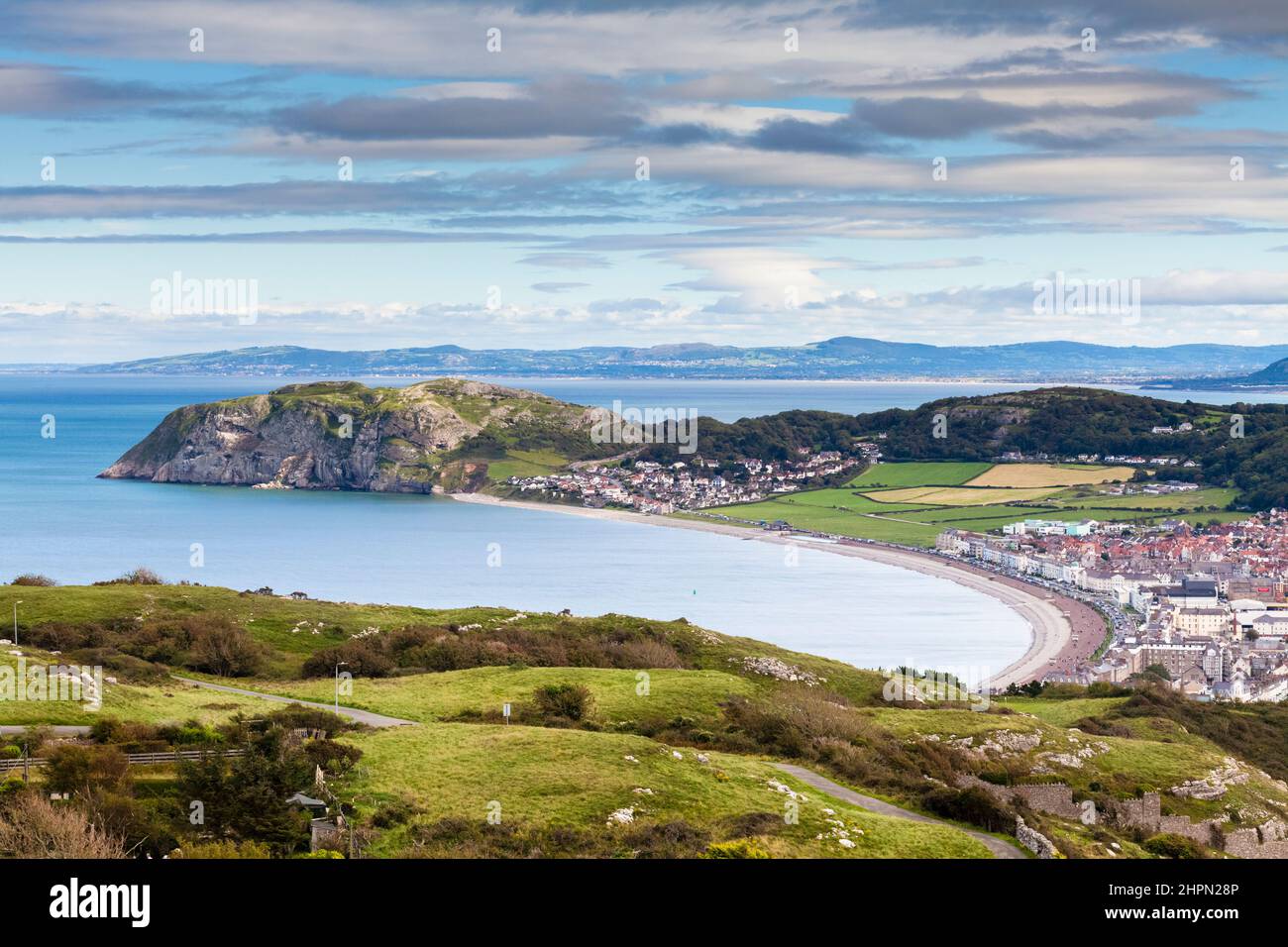 Views over North Shore Beach, Llandudno, North Wales Stock Photo