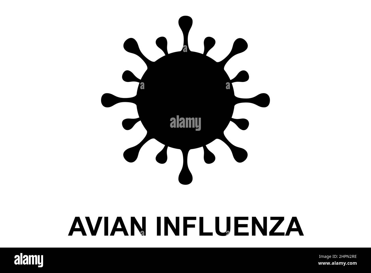 Avian influenza (H5N1). Bird flu virus illustration. H5N1 bird flu epidemic disease. Chinese pandemic danger. Viruses from animals to people Stock Photo