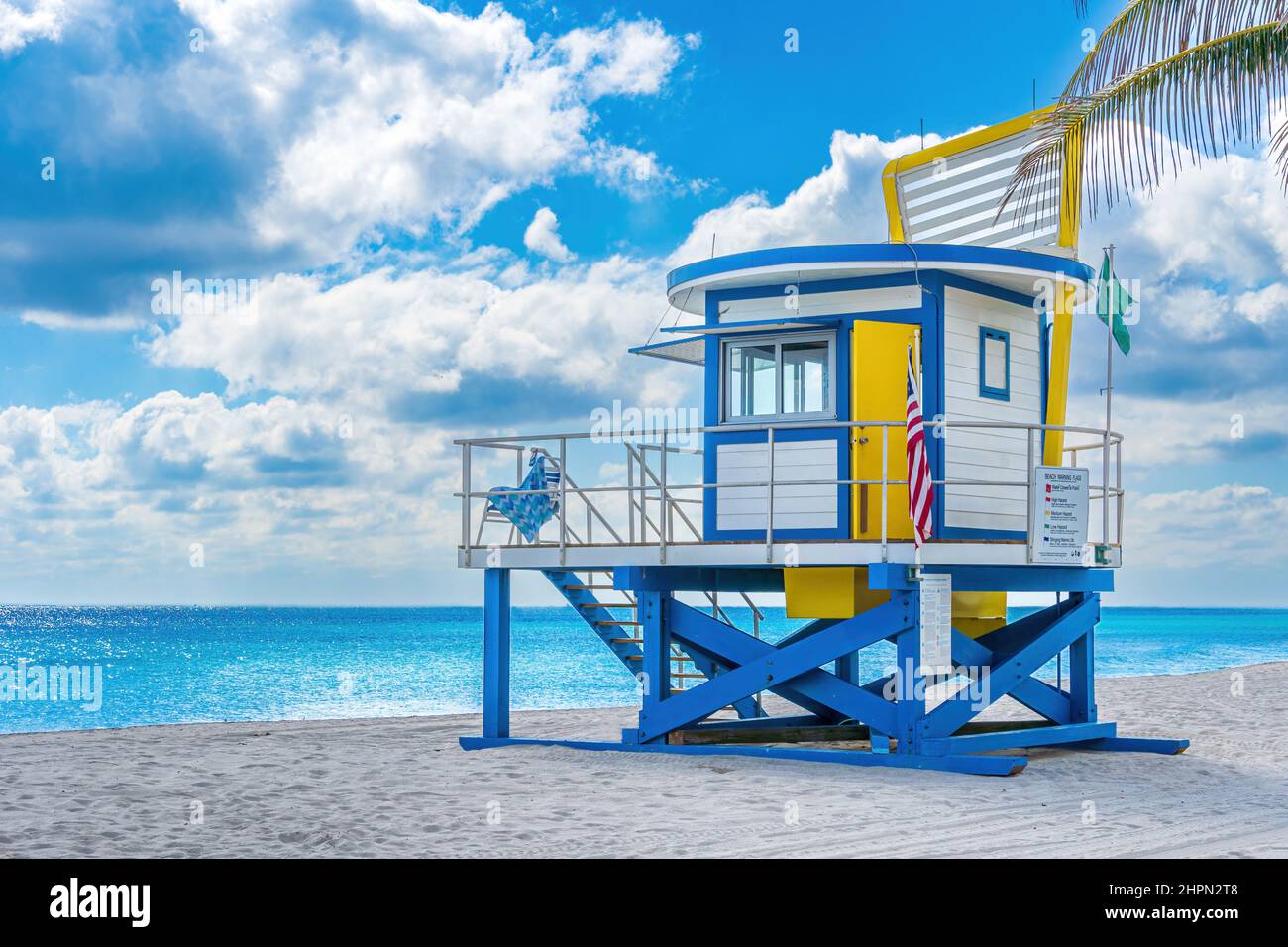Lifeguard tower on Hollywood Beach - Hollywood, Florida, USA Stock Photo