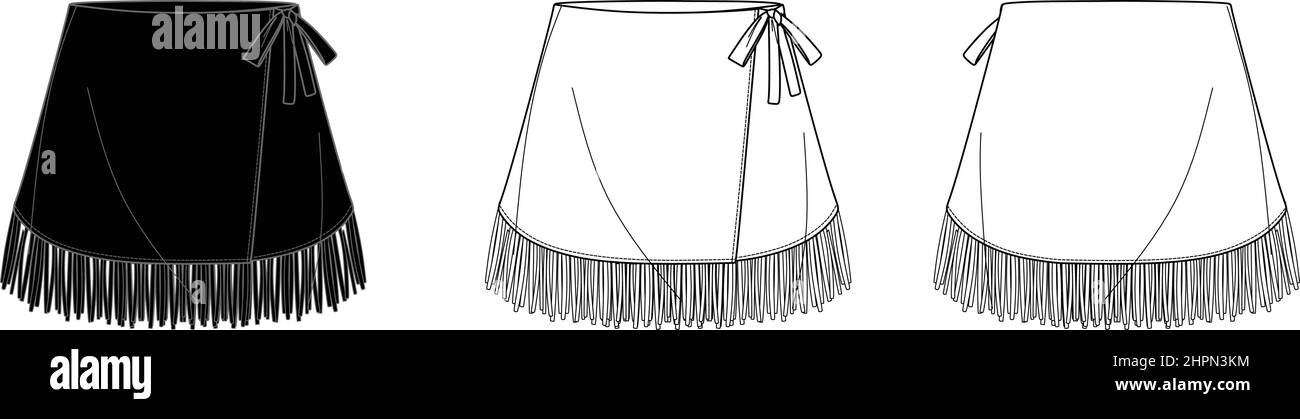 Front and back view of a flared skirt Royalty Free Vector