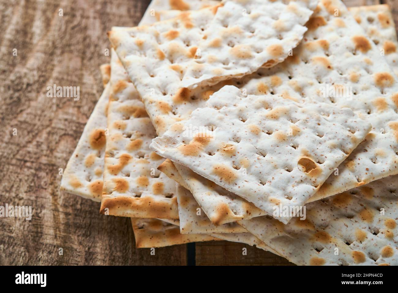 Matzah. Traditional ritual Jewish bread on old wooden rustic background ...