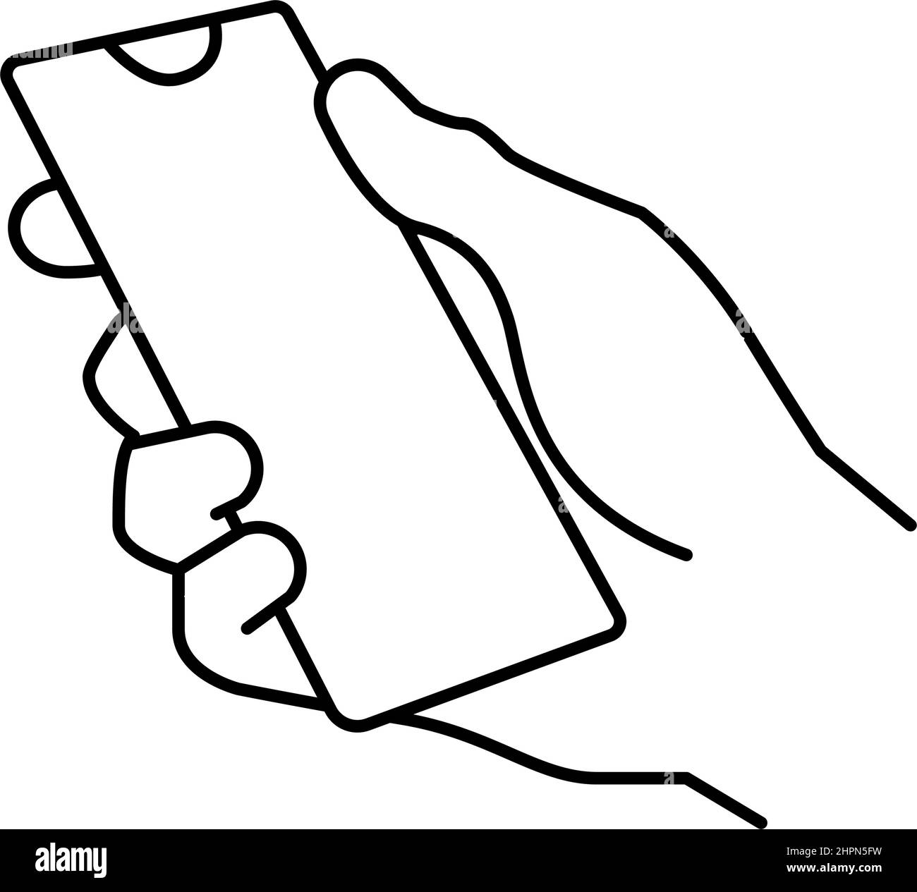 hand holding smartphone line icon vector illustration Stock Vector ...