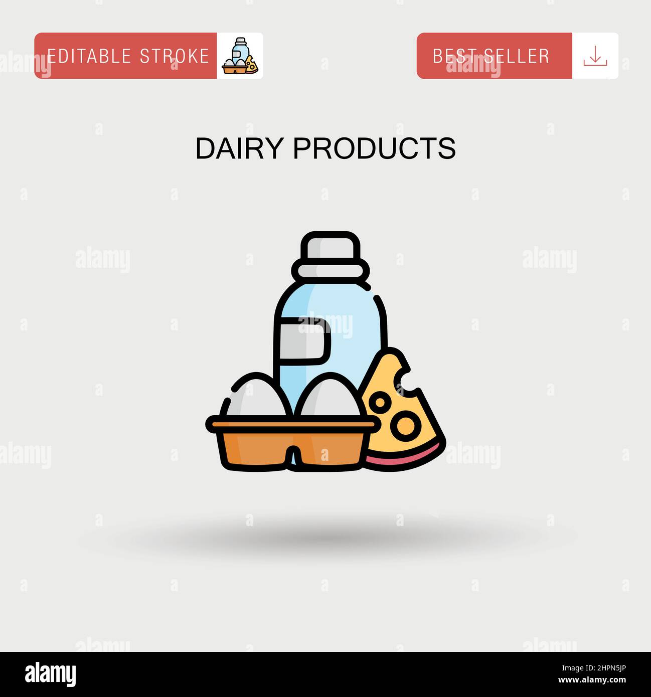 Dairy products Simple vector icon. Stock Vector