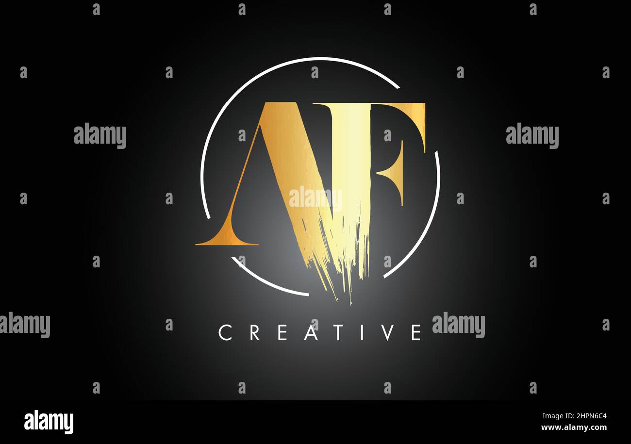 Golden AF Brush Stroke Letter Logo Design. Black Paint Logo Leters Icon ...