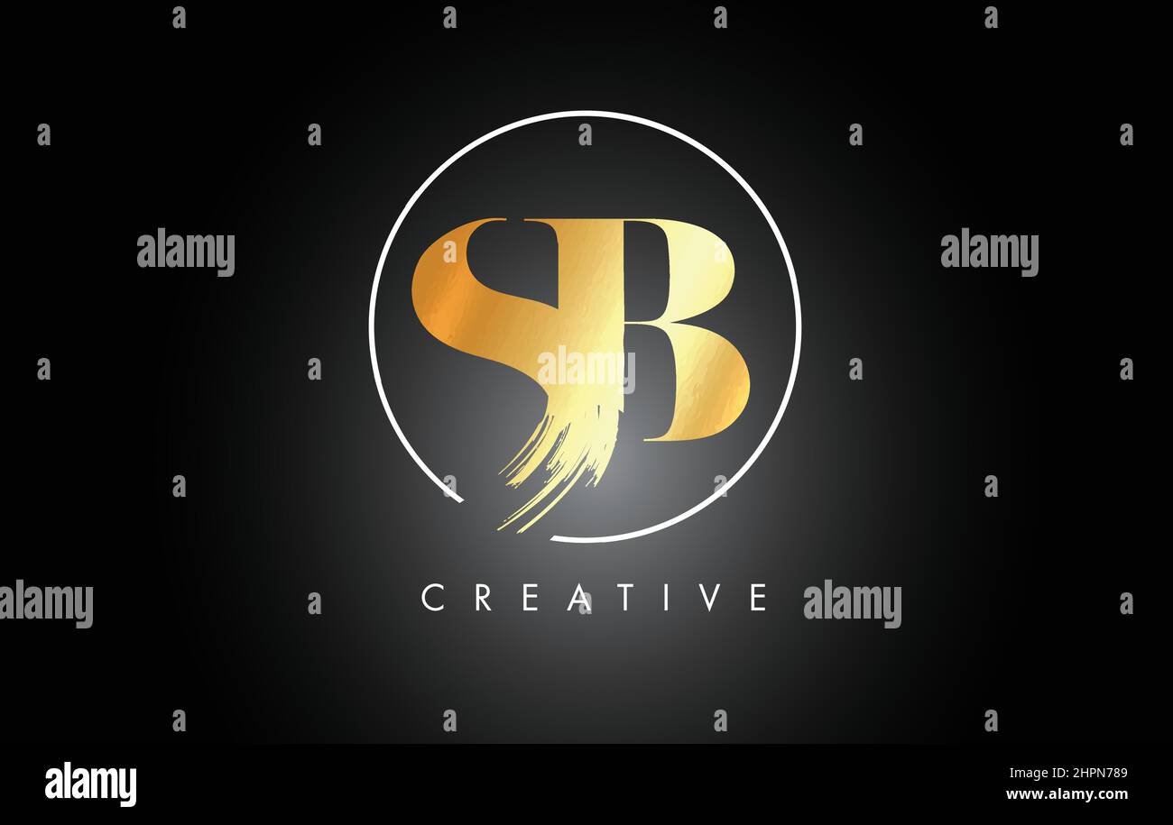 Golden SB Brush Stroke Letter Logo Design. Black Paint Logo Leters Icon ...