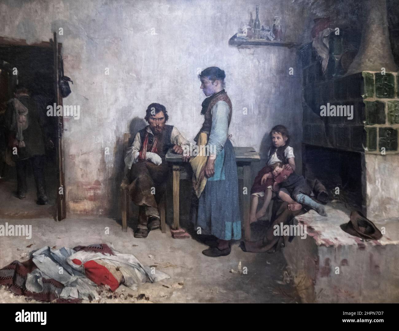 Laszlo Pataky: Destitute Family (1886) Stock Photo