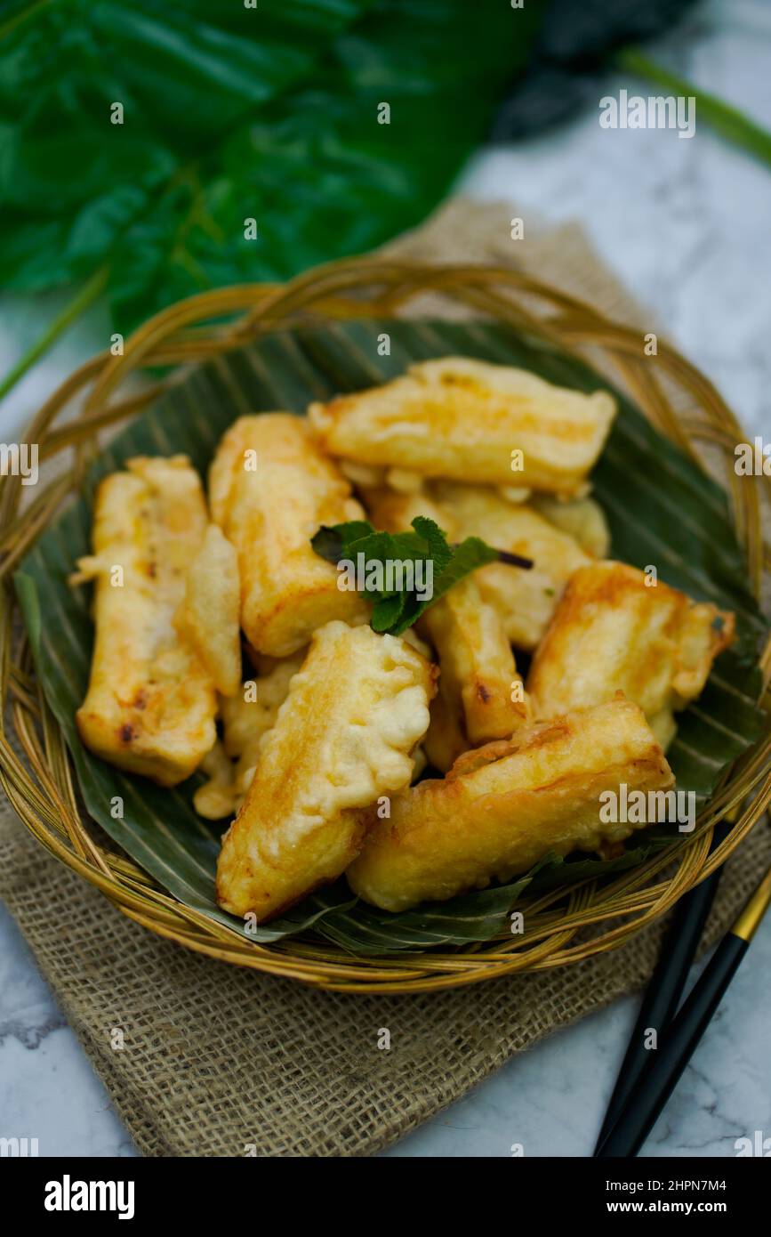Banana fritters / Pisang Goreng Indonesian snack or dessert Stock Photo