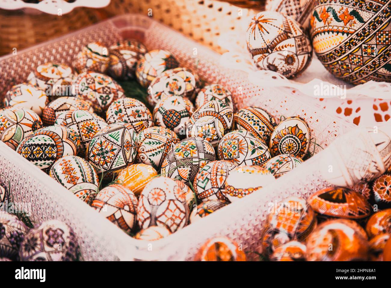 traditional painted easter eggs from Bucovina region, Romania Stock Photo