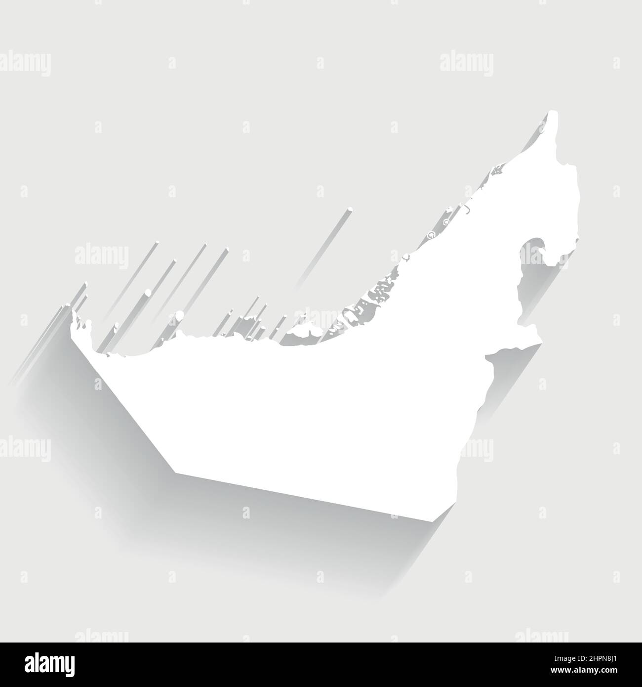 White United Arab Emirates map on gray background, vector, illustration, eps 10 file Stock Vector