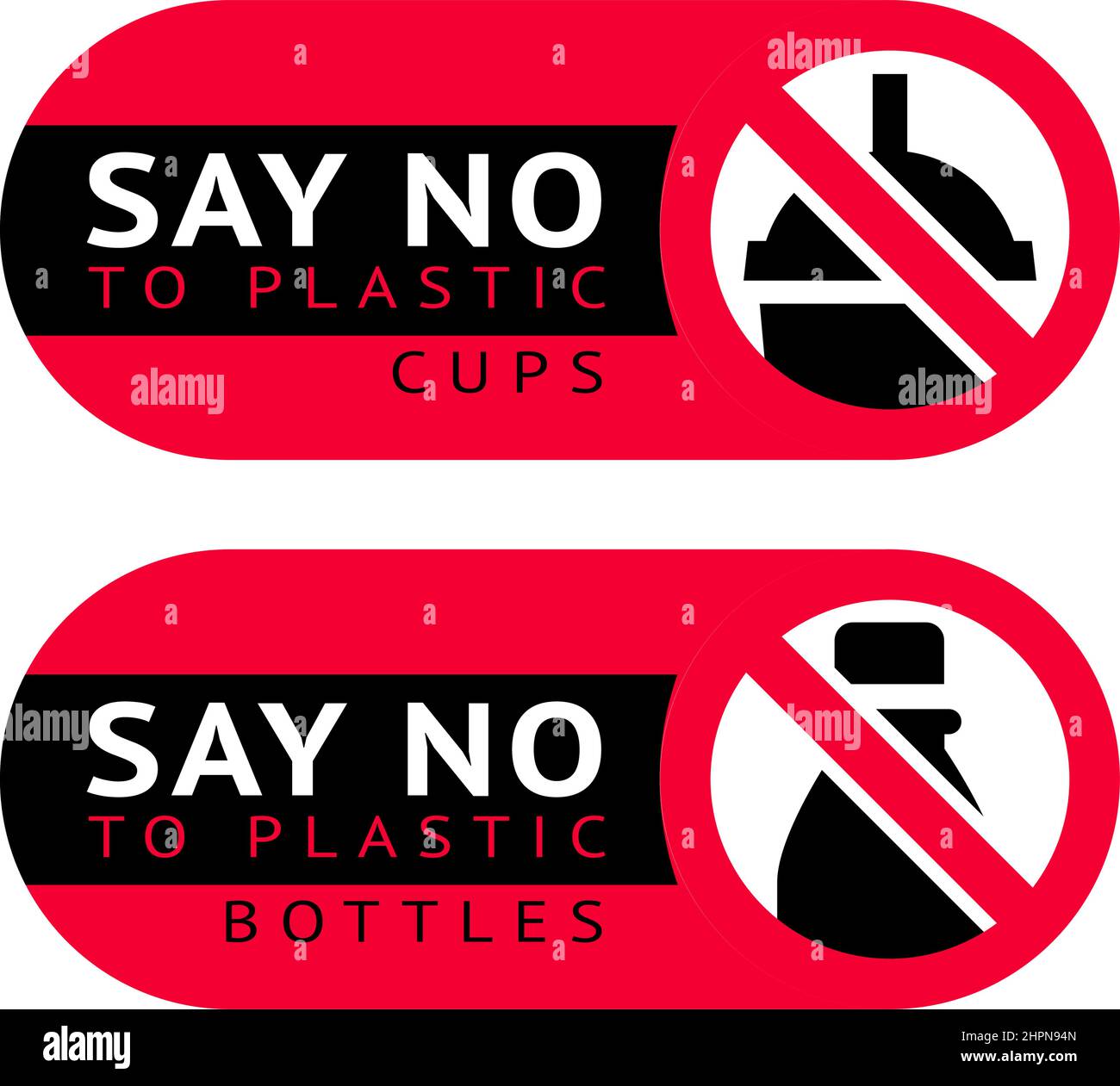 Say no to plastic cups and bottles, two trendy red ecological stickers