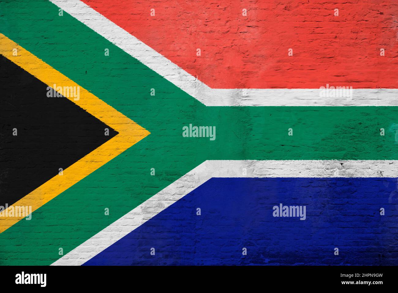 Full frame photo of a weathered flag of South Africa painted on a ...