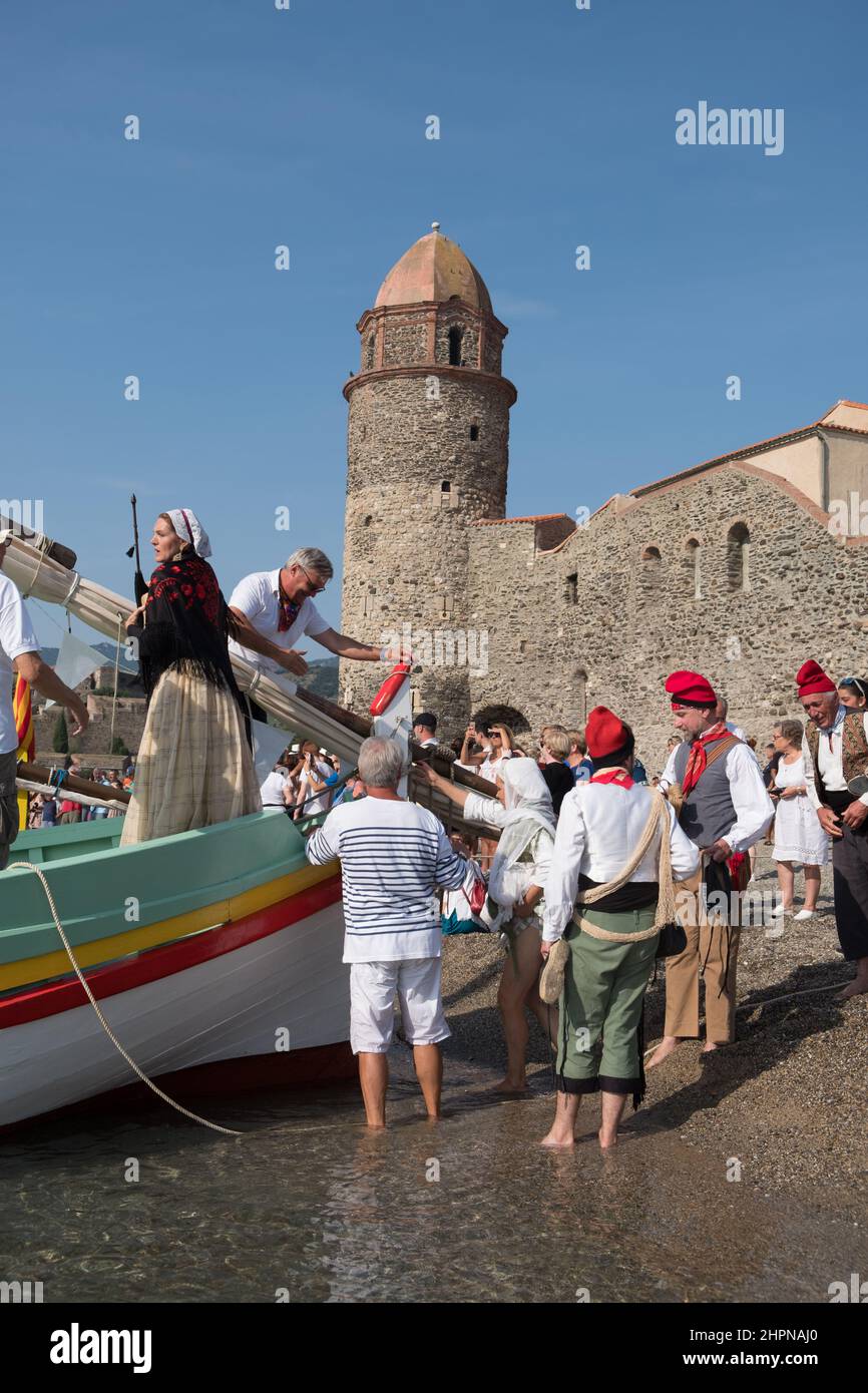 FRANCE Pyrenees Orientales Roussillon Côte vermeille collioure Stock Photo