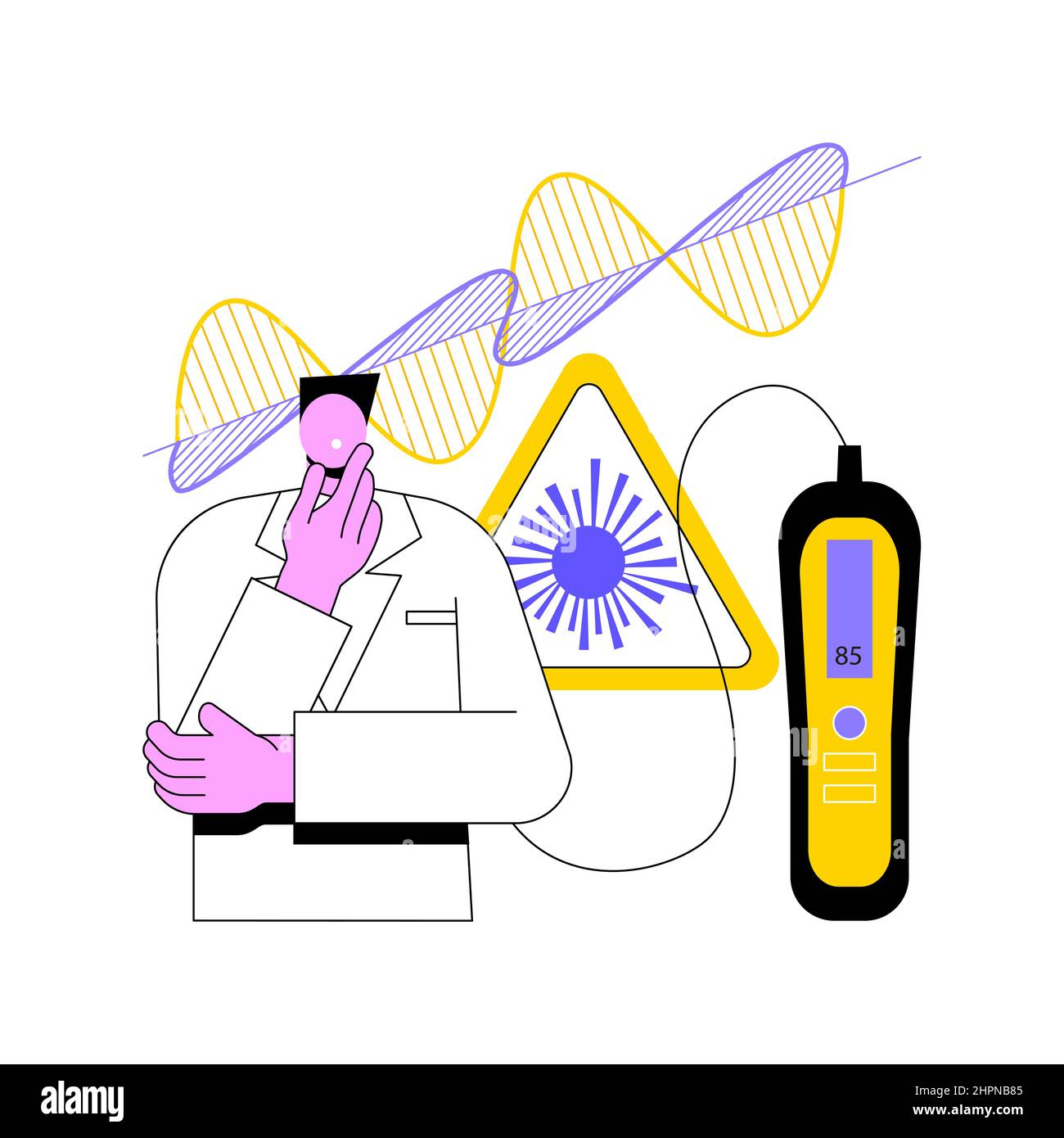 Laser technologies abstract concept vector illustration. Optical communication systems, medical laser use, innovative measurement instruments, electromagnetic radiation abstract metaphor. Stock Vector