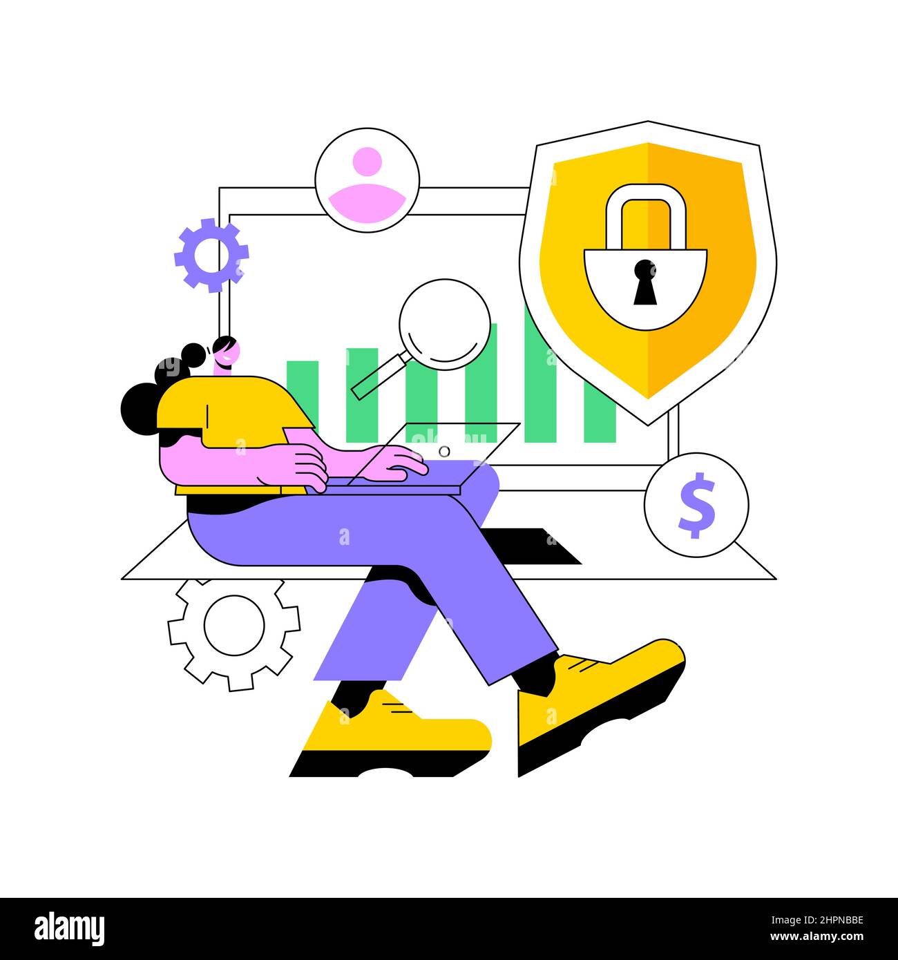 Cyber security risk management abstract concept vector illustration