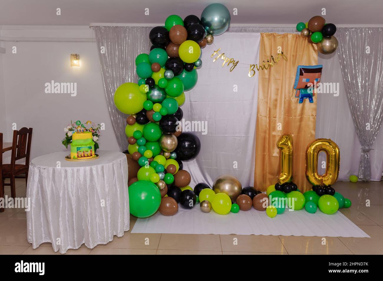 Wedding arch made of colorful inflatable balloons. Celebration of a