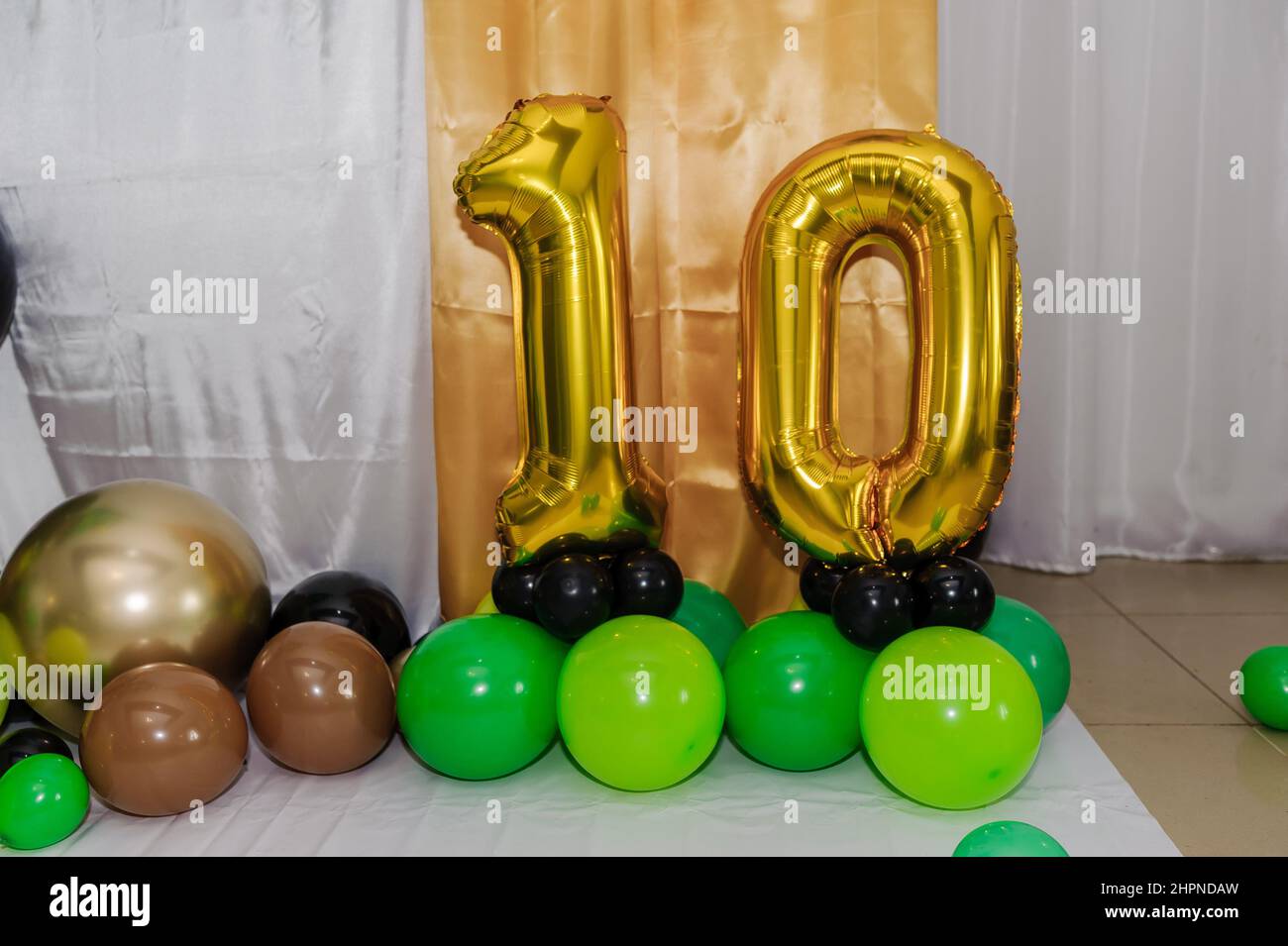 Wedding arch made of colorful inflatable balloons. Celebration of a