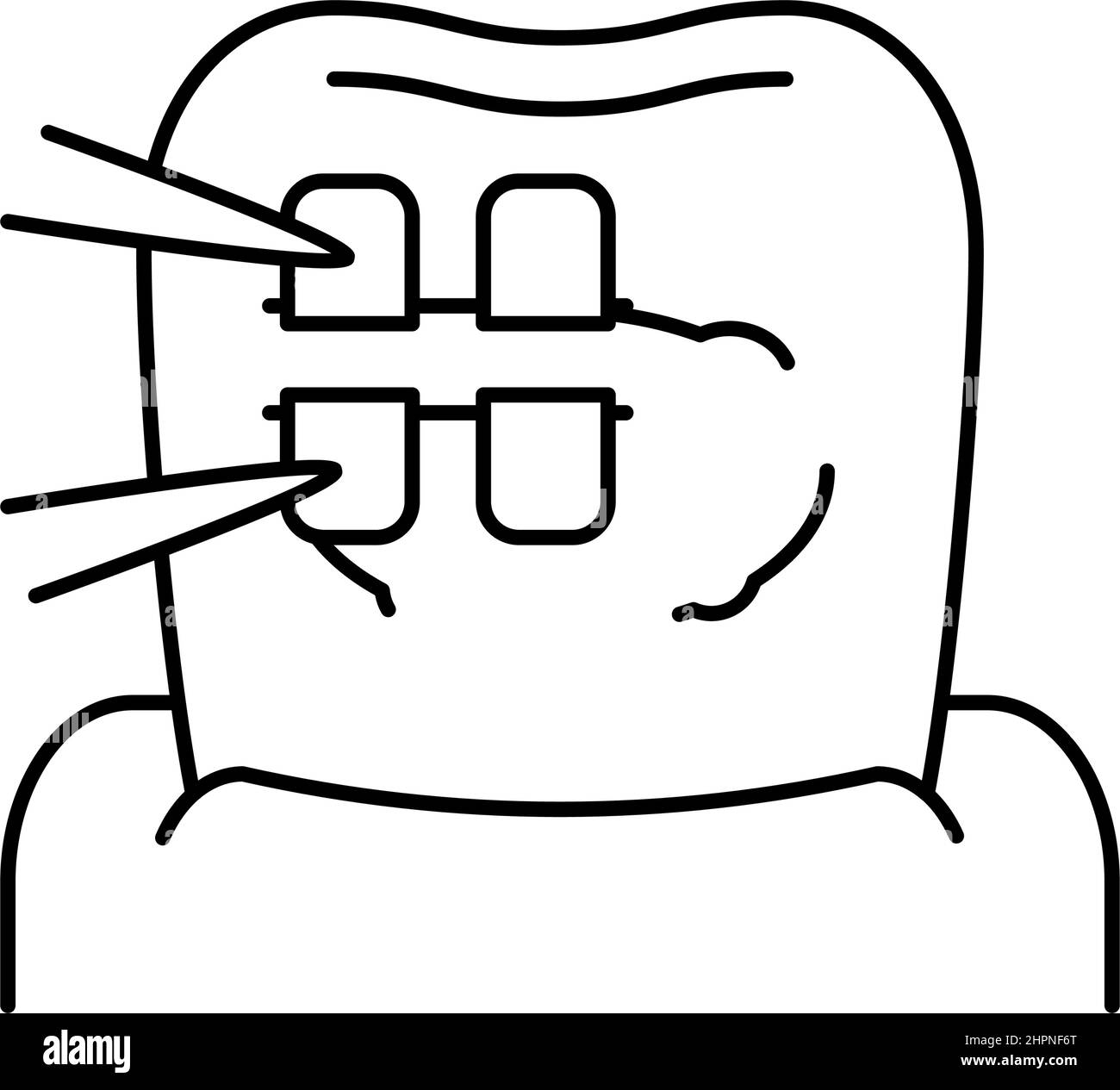 installation tooth braces line icon vector illustration Stock Vector ...