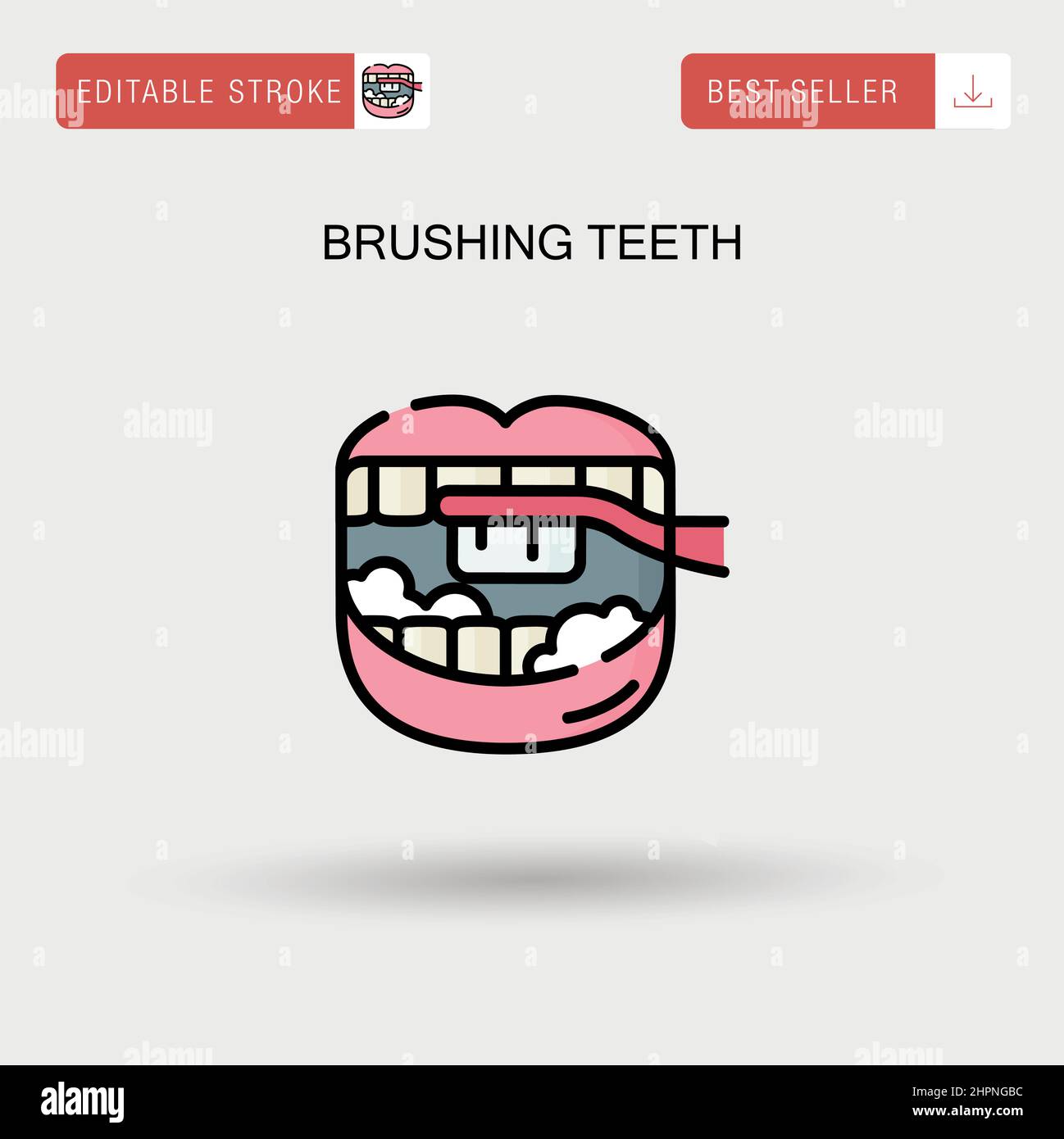 Brushing teeth Simple vector icon. Stock Vector