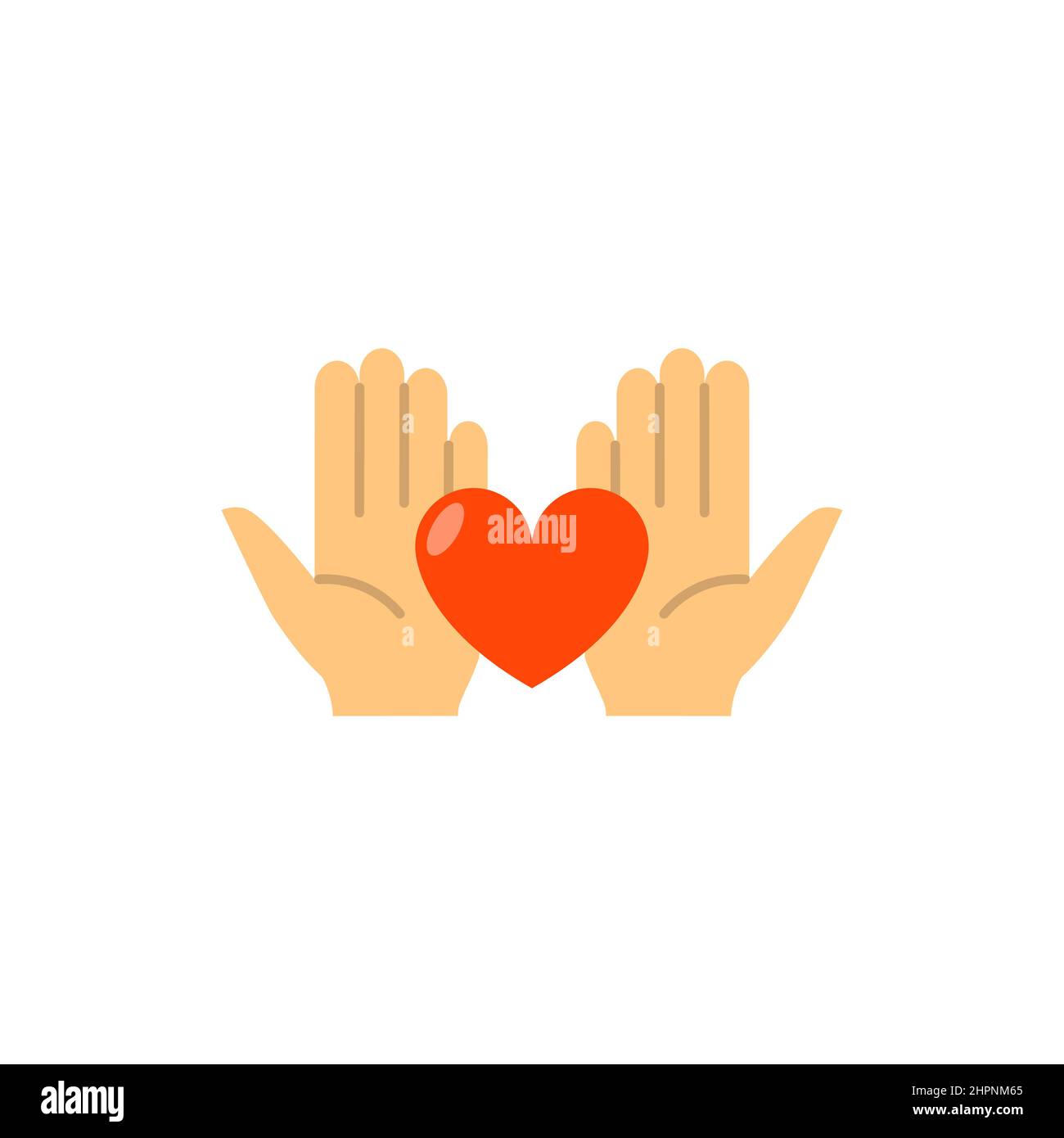 Hand heart logo icon vector love care flat illustration. Hand hold ...