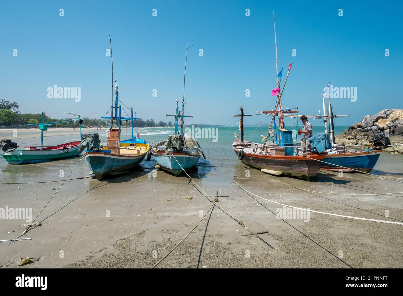 Fishing port at Khao Tao beach south of Hua Hin in Prachuap Khiri Khan  province of Thailand Stock Photo - Alamy