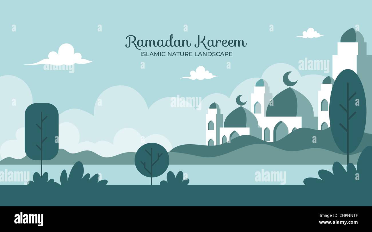 Eid mubarak greeting card background with simple flat design Stock Vector