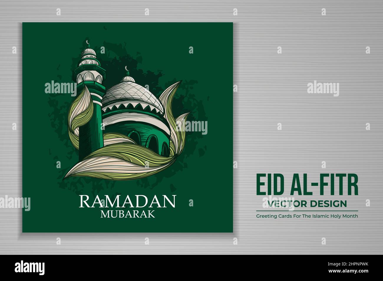 Hand drawn eid mubarak background for greeting card Stock Vector