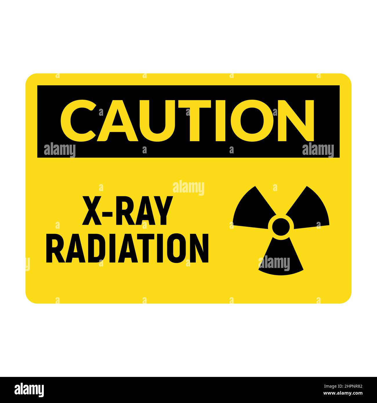 X ray warning radiation caution sign. X ray alert risk area prohibition