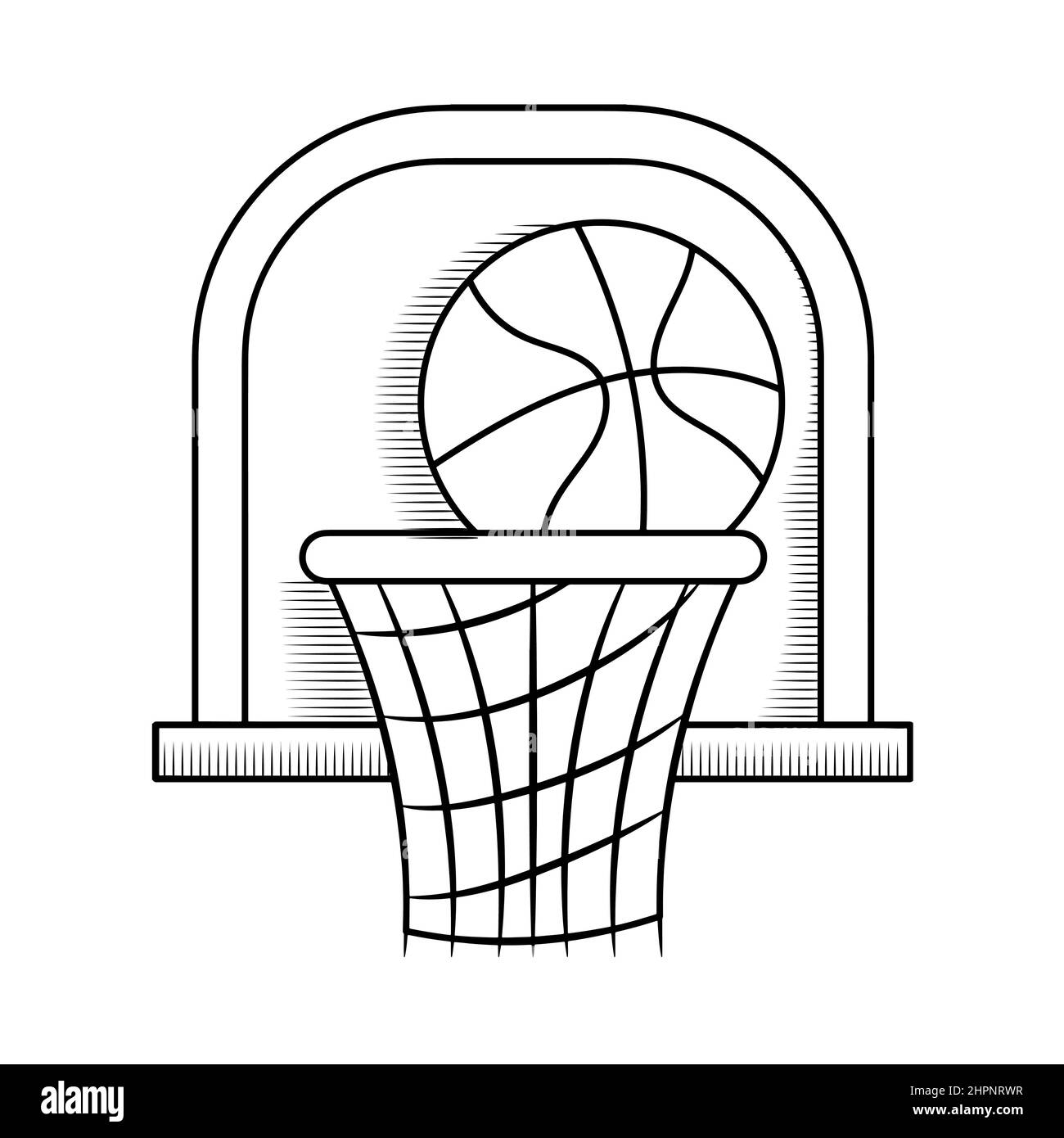 Basketball hand drawn doodle illustration with outline design Stock Vector