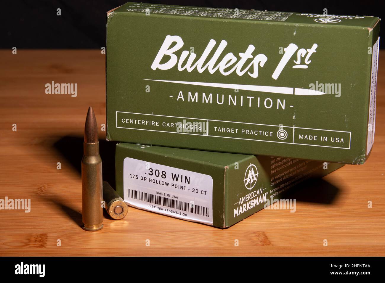 Bullets 1st .308 win Sierra Matchking Ammunition Stock Photo