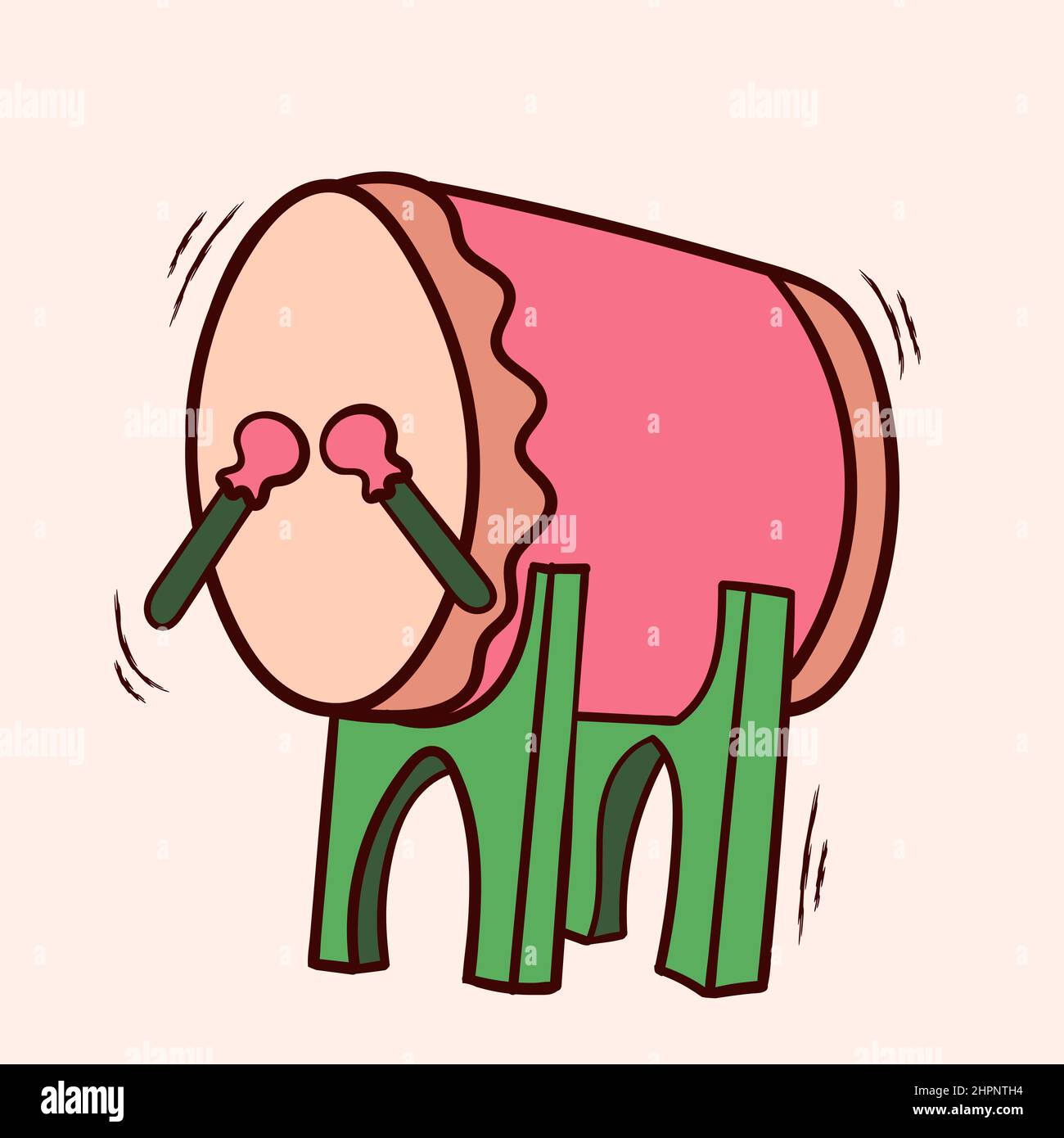 Islamic Bedug with colored hand drawn vector illustration Stock Vector