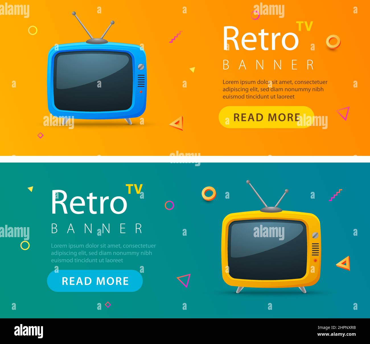 Retro tv cartoon background media. Orange yellow retro tv old vintage