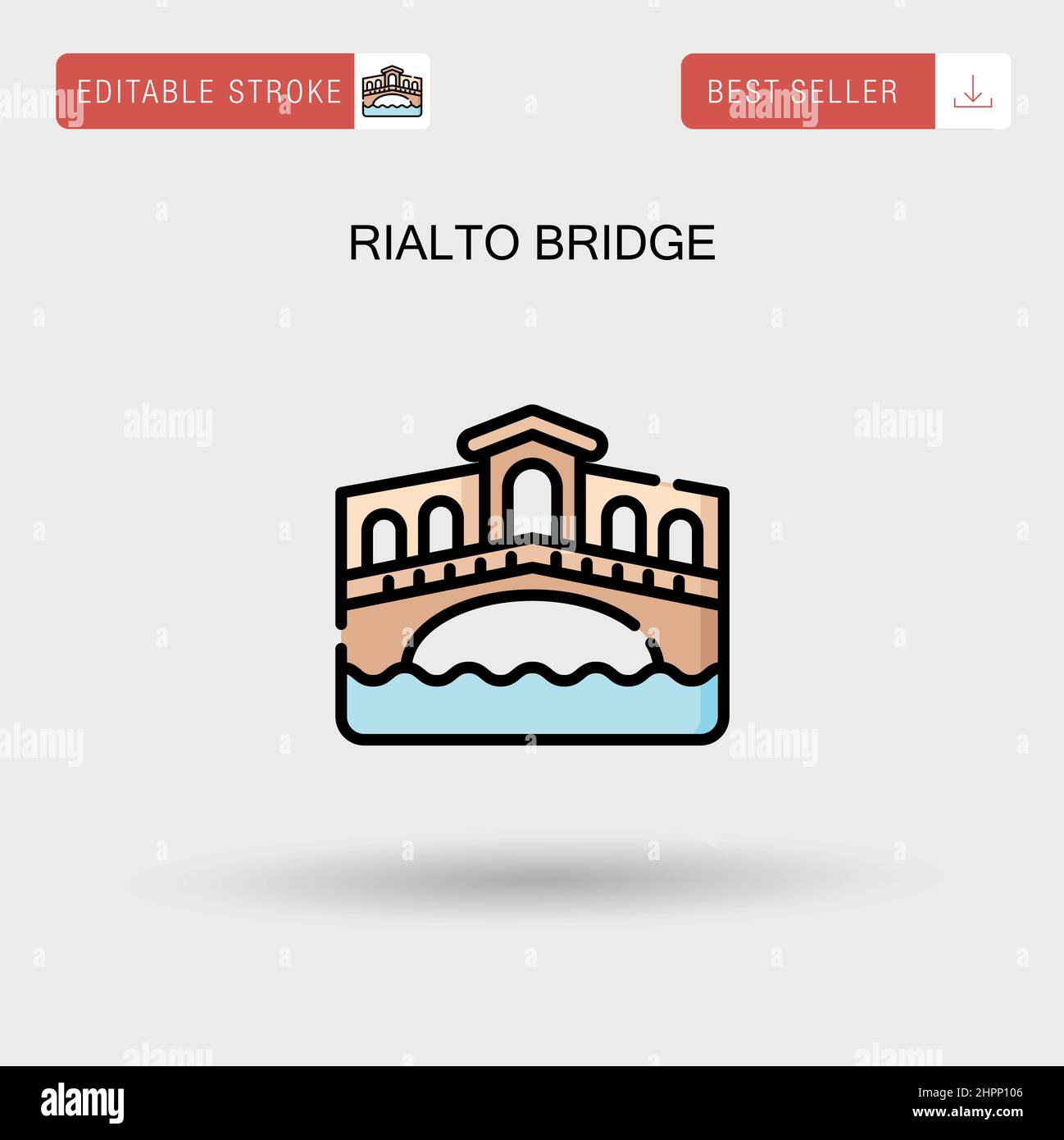 Rialto bridge Simple vector icon. Stock Vector