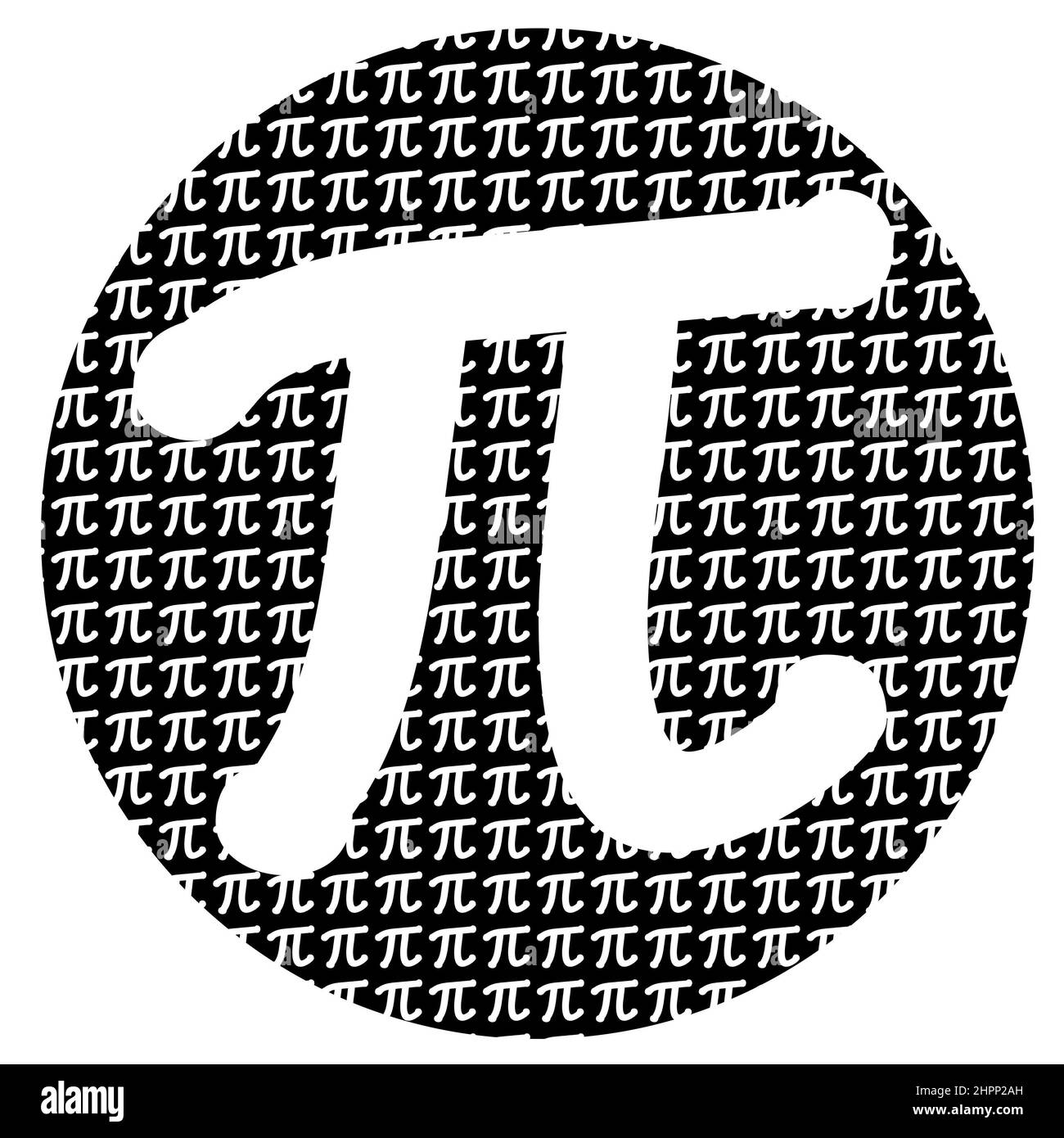 Happy pi day holiday pi sign typography in aqua, black and white. STEM education concept to encourage learning science tech engineering maths Stock Photo