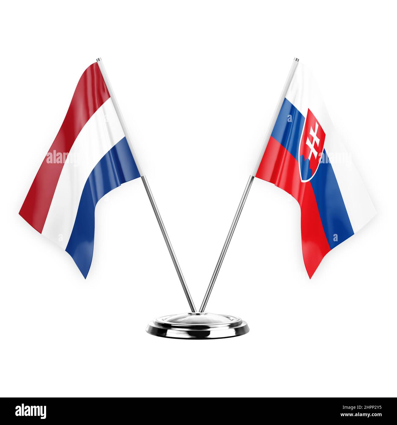 Slovakia Table Two table flags isolated on white background 3d illustration ...